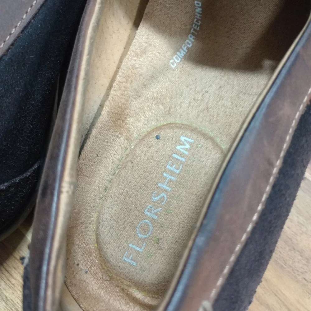 Florsheim Comfortech Driving Loafers Mens Sz 9.5 D Moc Brown Suede Leather Strap